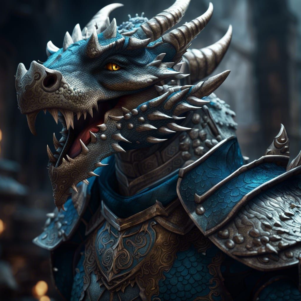 Platinum DragonBorn Character Art in DND 5e