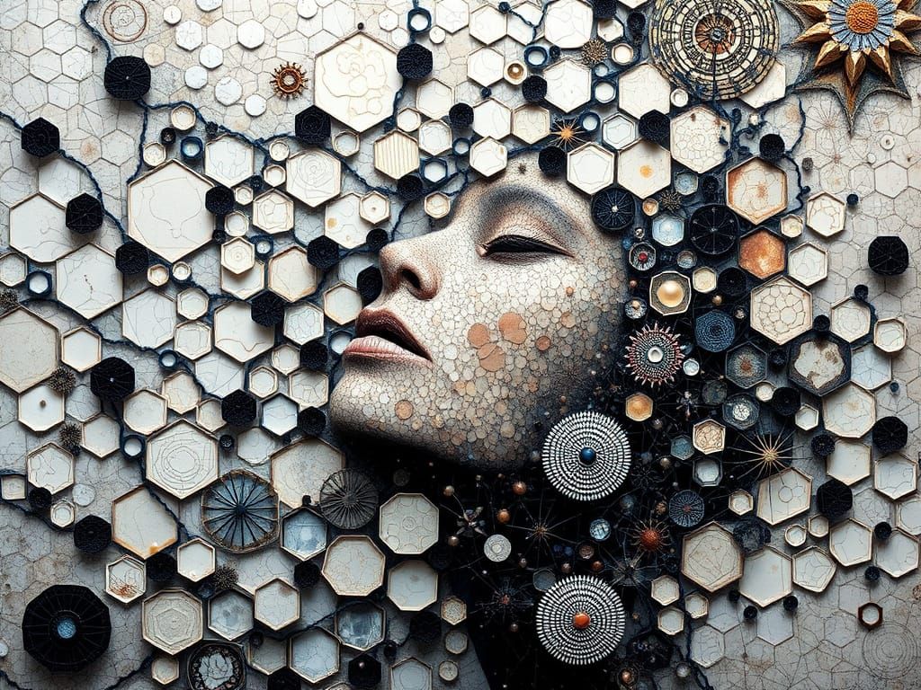 Ethereal Abstract Woman in Gouache and Mixed Media