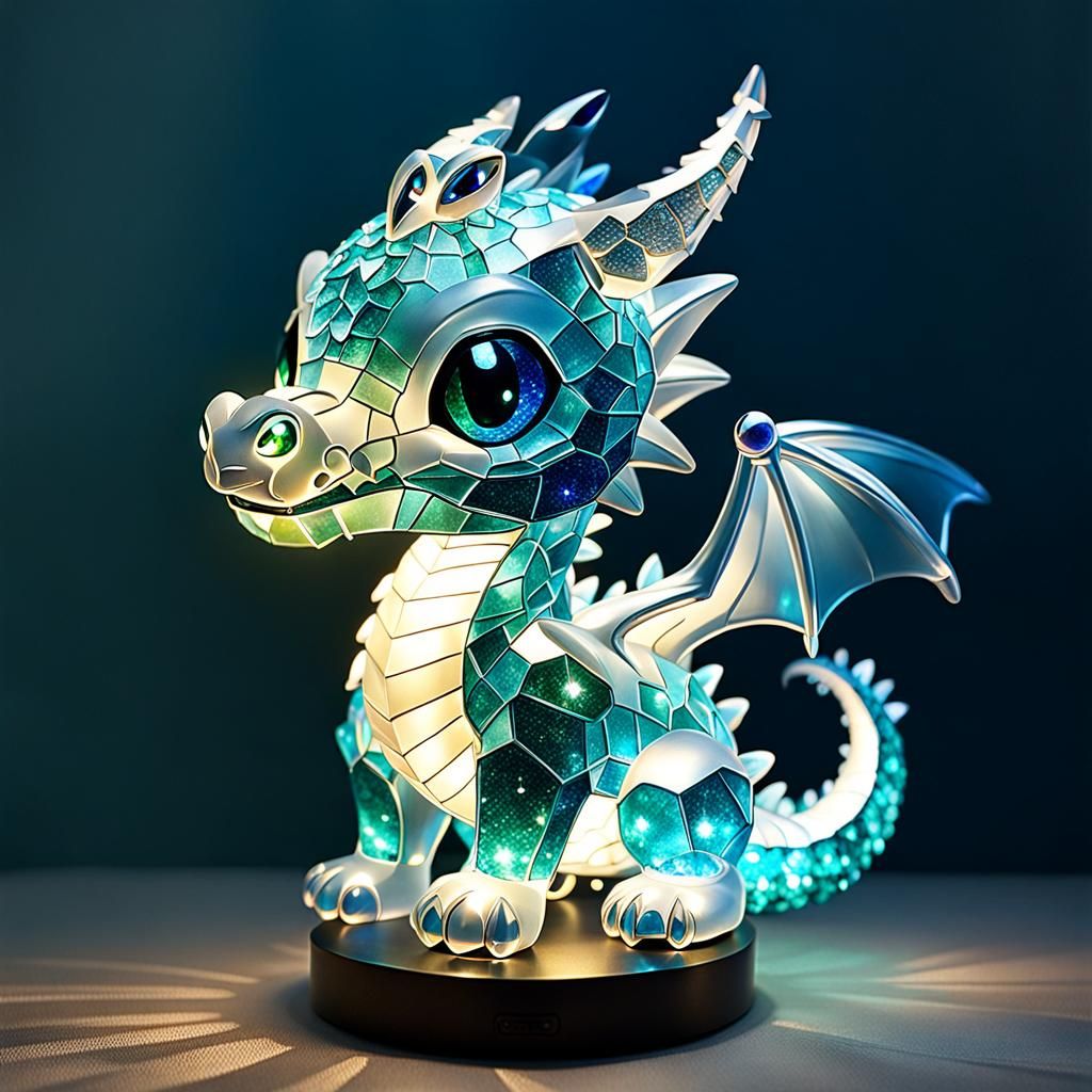 Chibi Crystal Dragon Lamp: A Translucent Creation