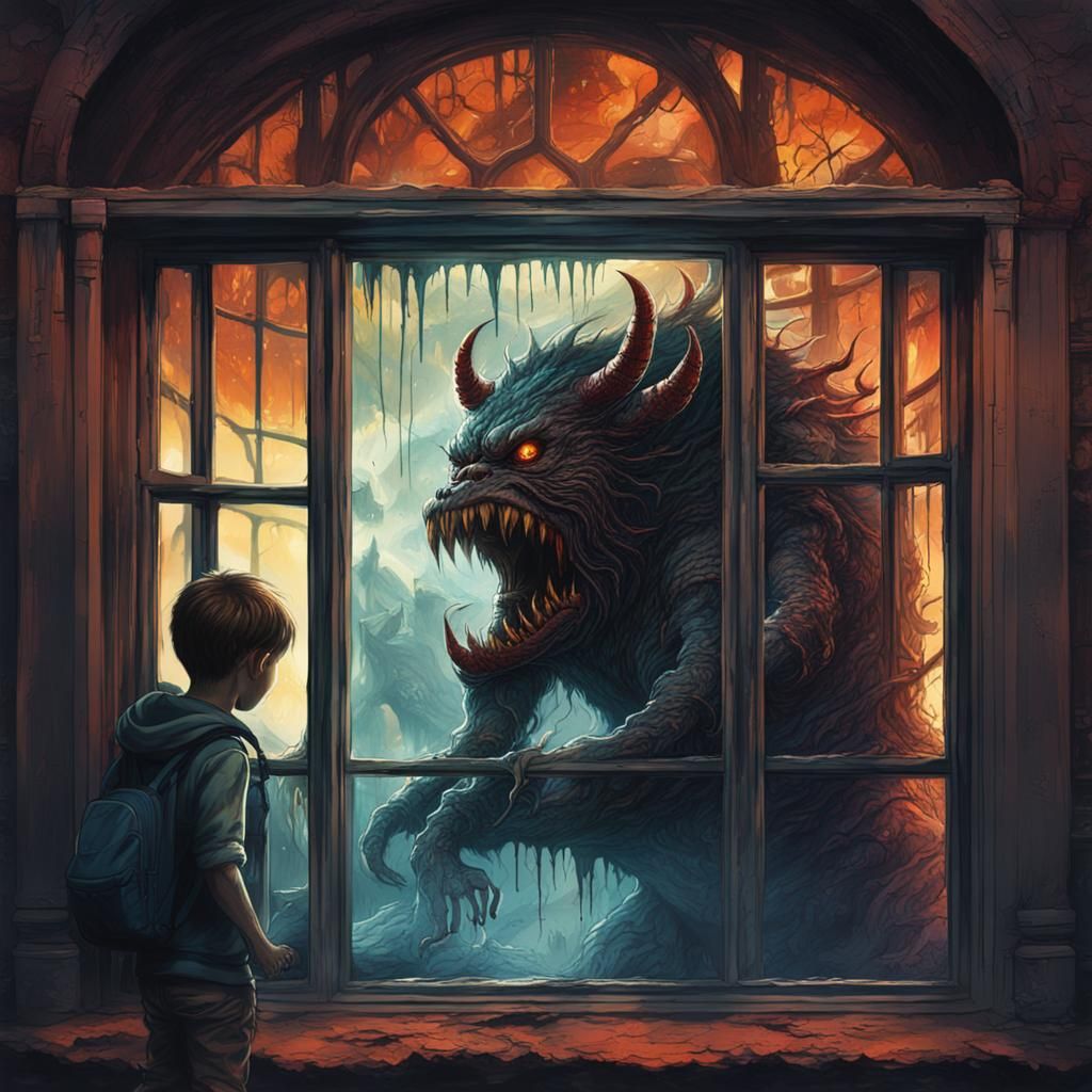 Monster Reflection: Detailed Horror Concept Art