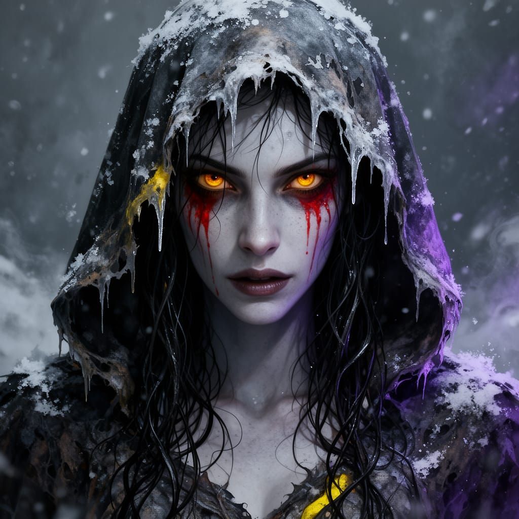 Dark Fantasy Portrait of Woman with Amber Eyes