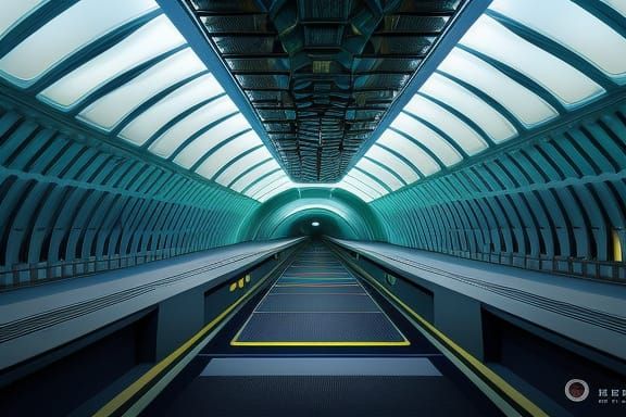 Sci-Fi Tunnel Illustration in Cartoon Art Style