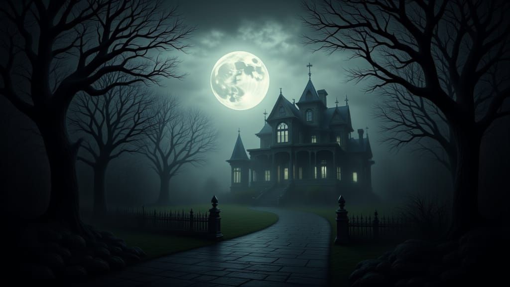 Sinister Gothic Scene with Early Birds and Pale Light