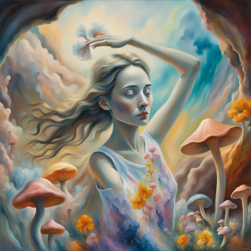 Woman Dancing in a Surrealist Dreamscape