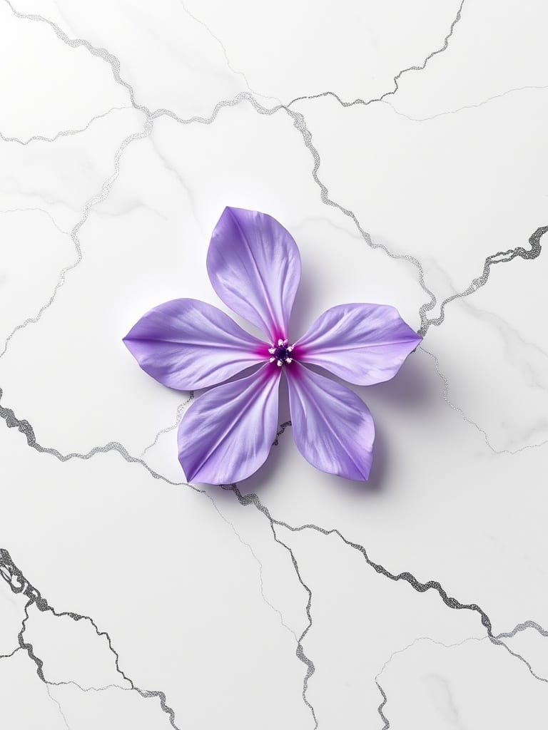 Ethereal Lavender Petal on Metallic Marble