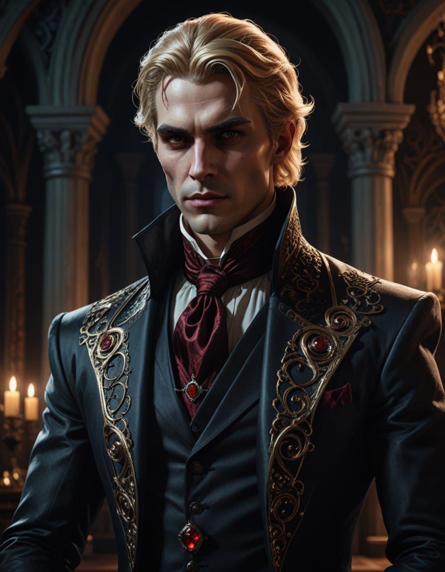 Ethereal Vampire Lord in Sci-Fi Attire