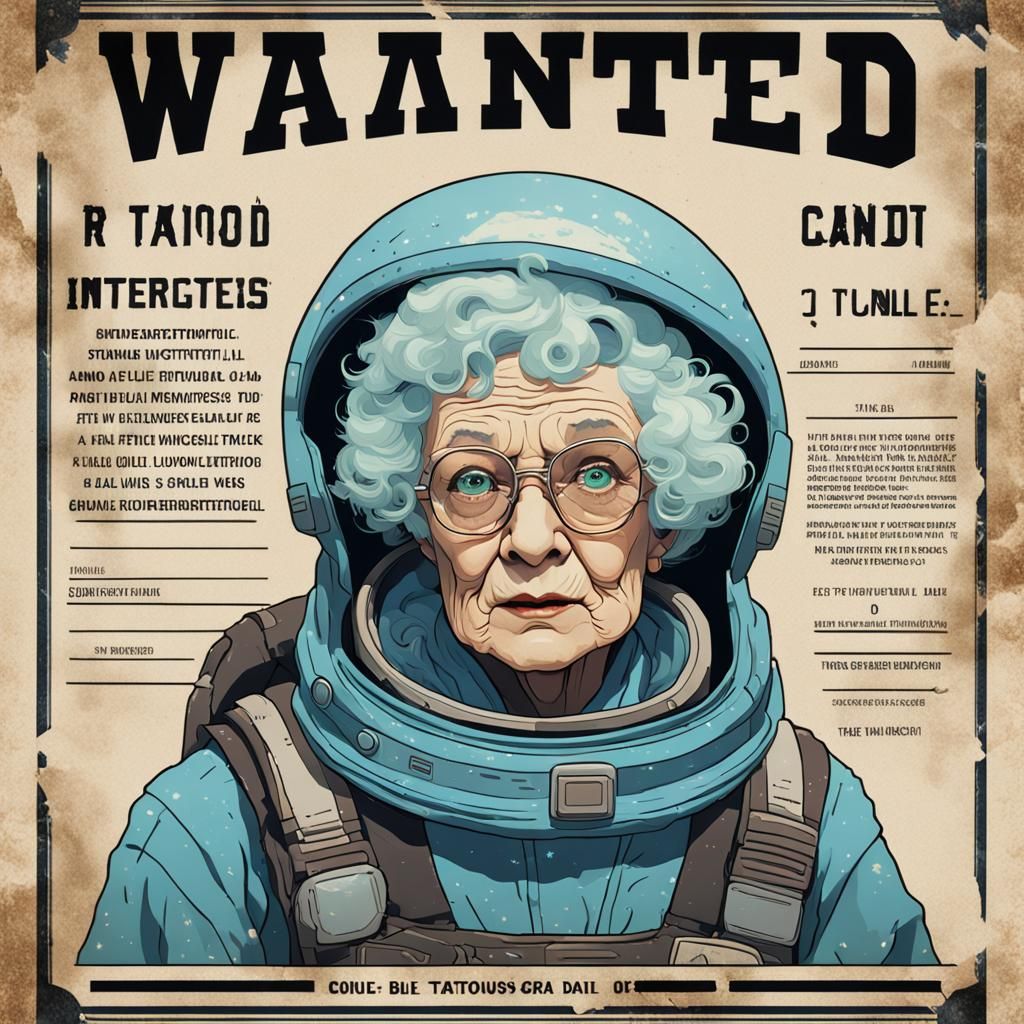 Vintage Wanted Poster: Extraterrestrial Grandma, Retro-Futur...