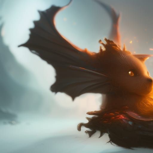 Adorable Baby Bat with Space Flowers in Detailed Matte Paint...