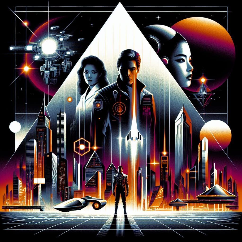 Retro 80s Sci-Fi Movie Poster With Dramatic Lighting