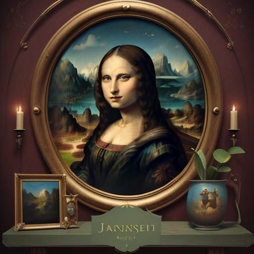 Mona Lisa as Harley Quinn in Beatrix Potter Style