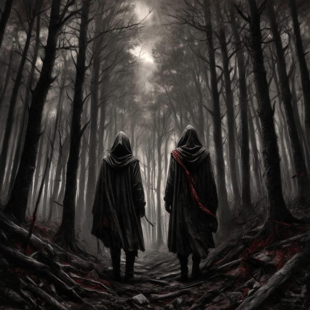 Gothic Charcoal Landscape with Vivid Colors