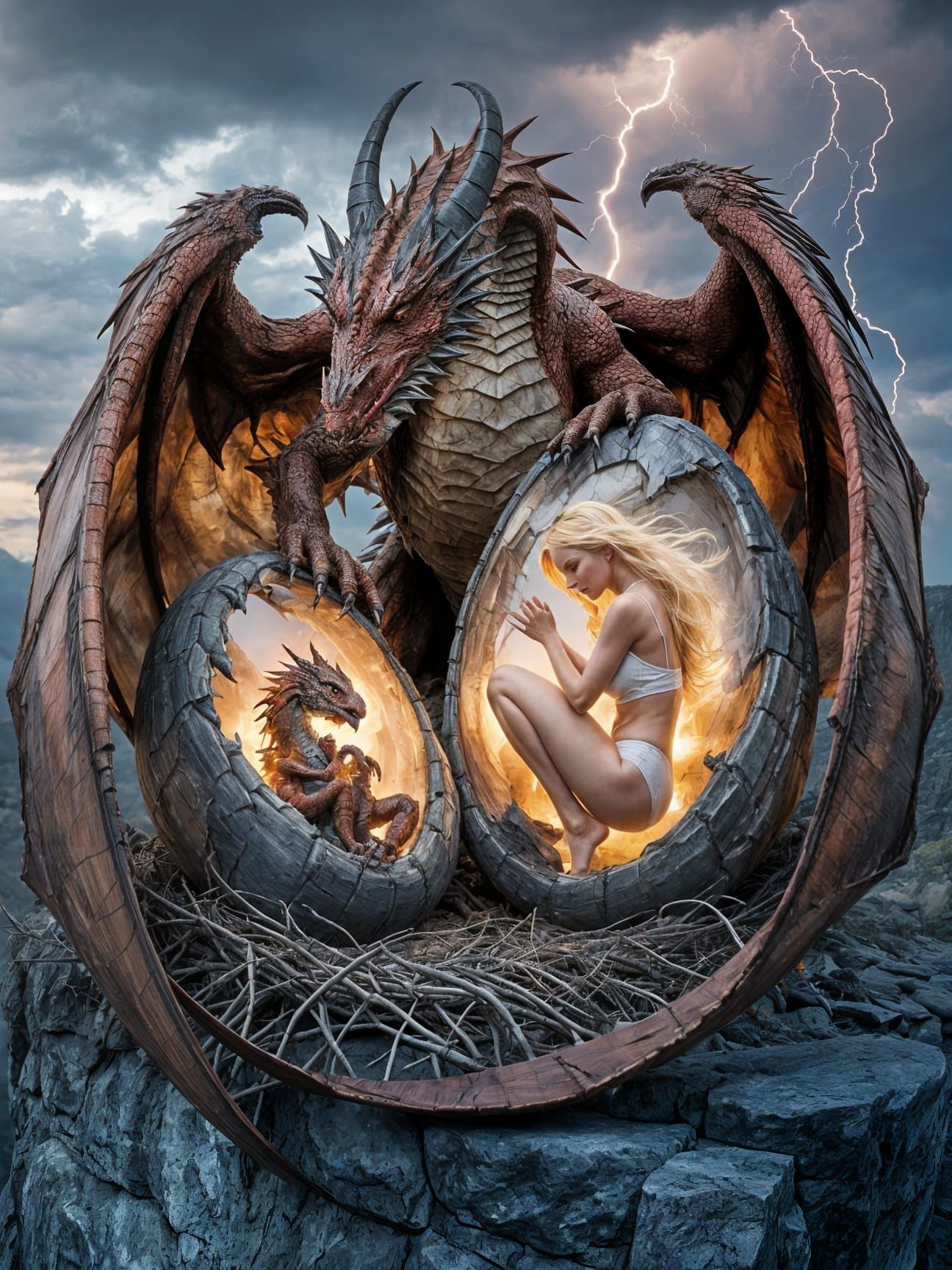 Red Dragon's Nest: Dragon and Human Egg