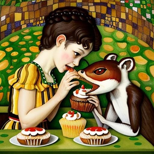 Anteaters Enjoying Cupcakes: Whimsical Watercolour Illustrat...