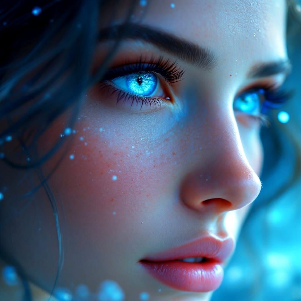 Majestic Ocean Blue Eyes in Intricate Fantasy Art