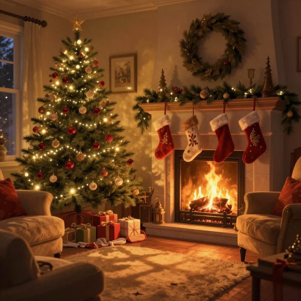 Cozy Christmas Eve Living Room Glow
