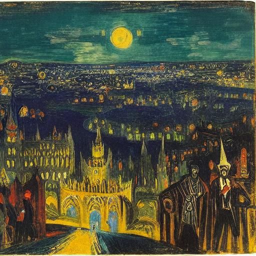 Vampire Soul: Expressionist Night Cityscape