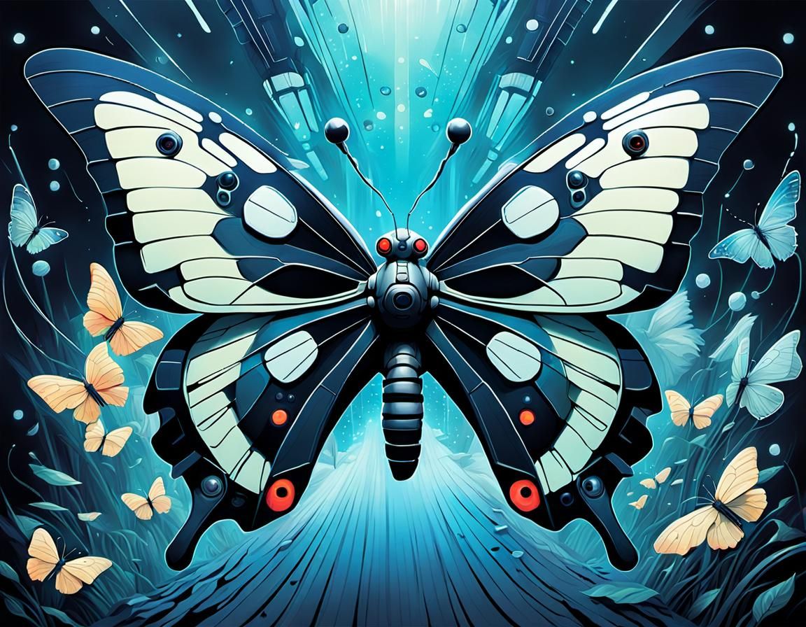 Surreal Butterfly Blending Comic Book Styles