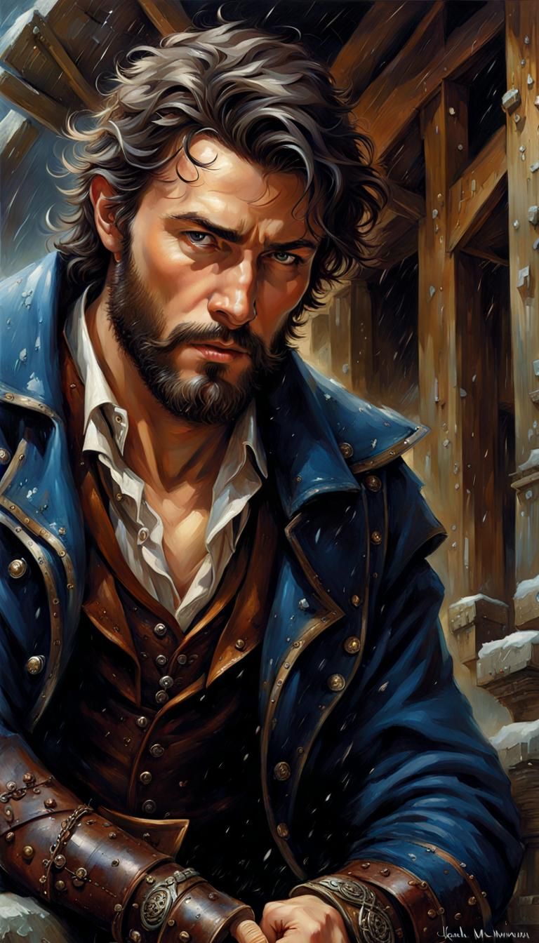 Handsome Bard in Abandoned Village: Dark Fantasy Art