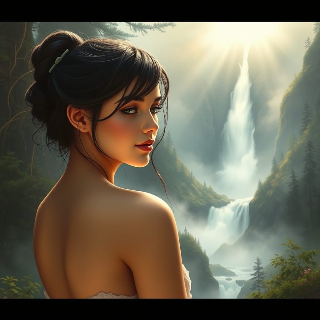 Dreamy Forest Maiden in Oil Painting Style