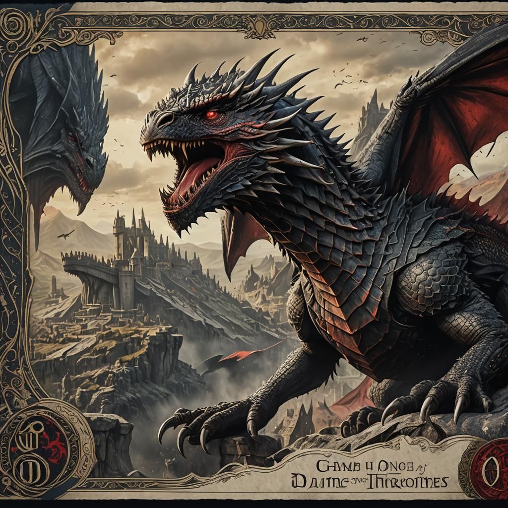 Drogon Game of Thrones Art Banknote in Detailed Painting