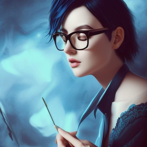 Woman Writing Poem: Detailed Fantasy Concept Art