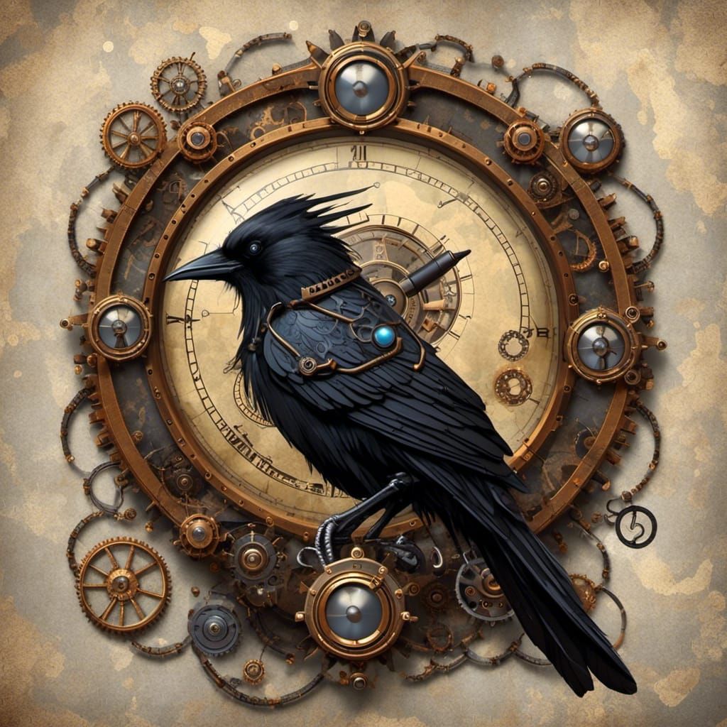 Steampunk Voodoo Raven in Contemporary Style
