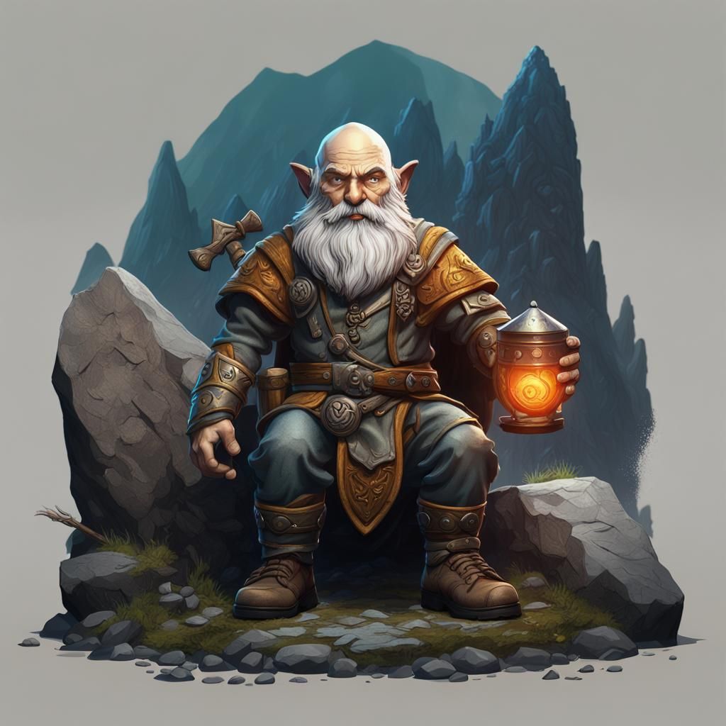 Rock Gnome Acolyte Cleric in Detailed Digital Painting