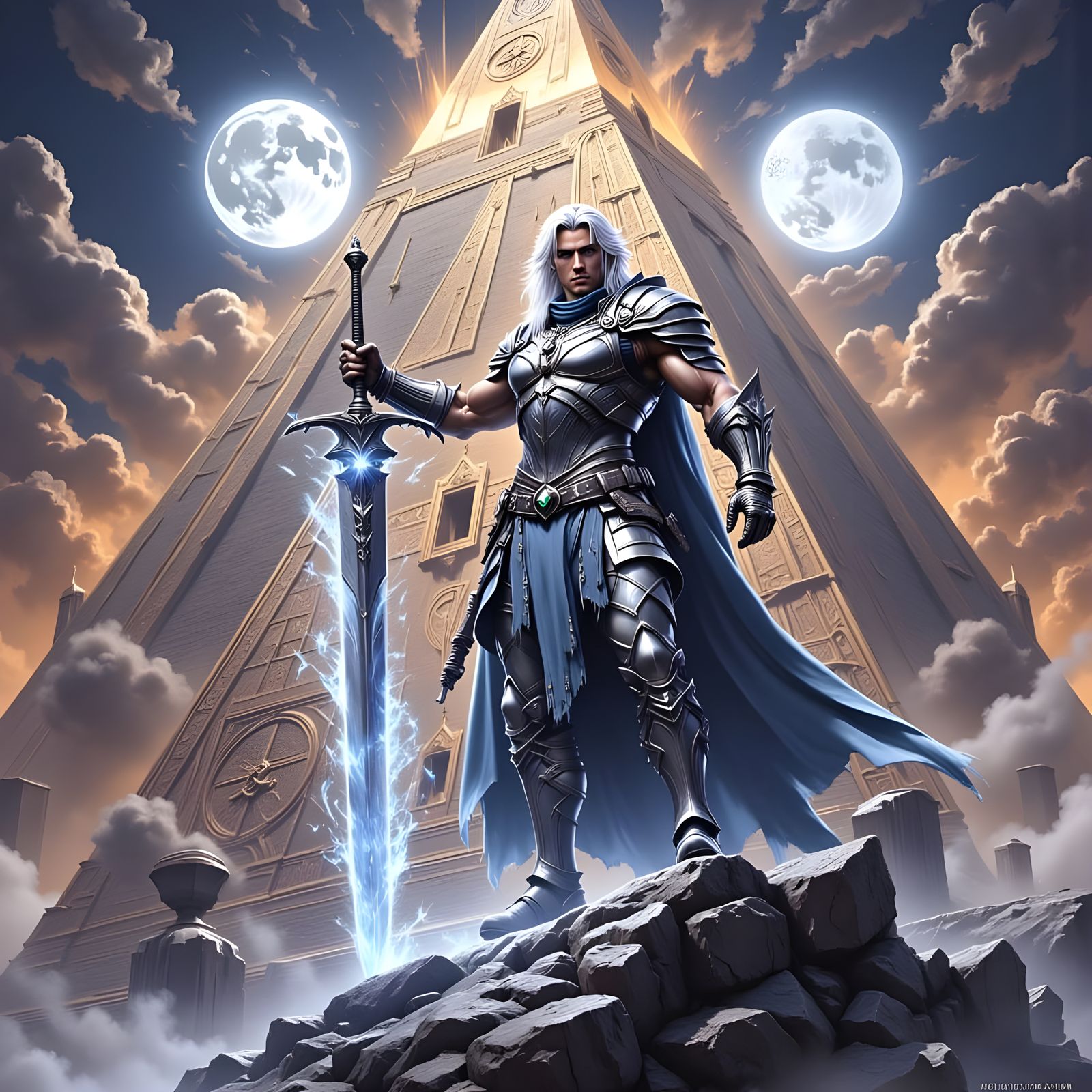 Epic Elven Warrior Dominates Celestial Battleground