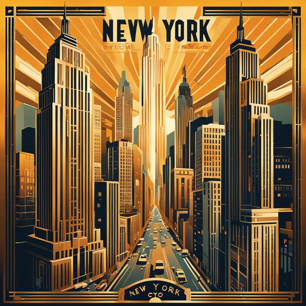 Art Deco Travel Poster of New York City