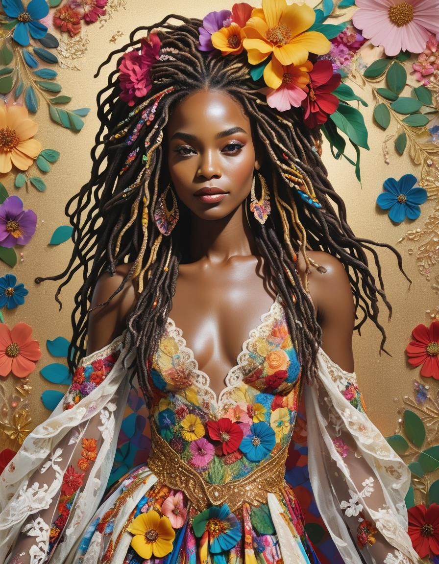 Pop Art Portrait: Woman in Floral Gown