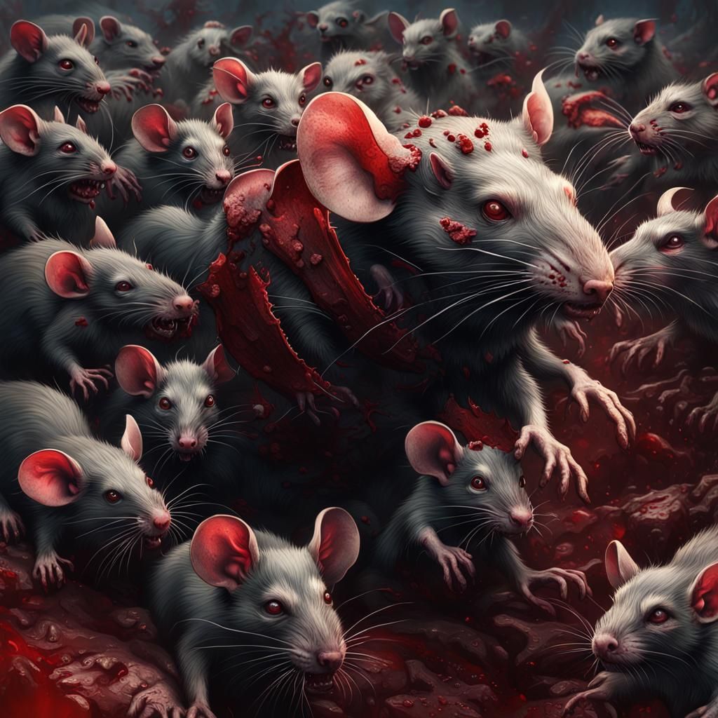 Zombie Rat Horde in Detailed Matte Painting