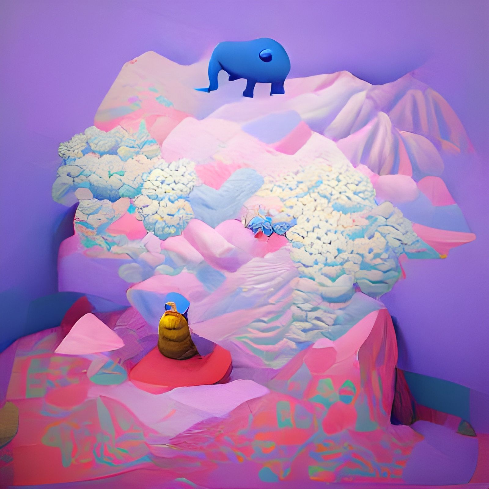 Monk and Elephant Near Annapurna, Glander Style