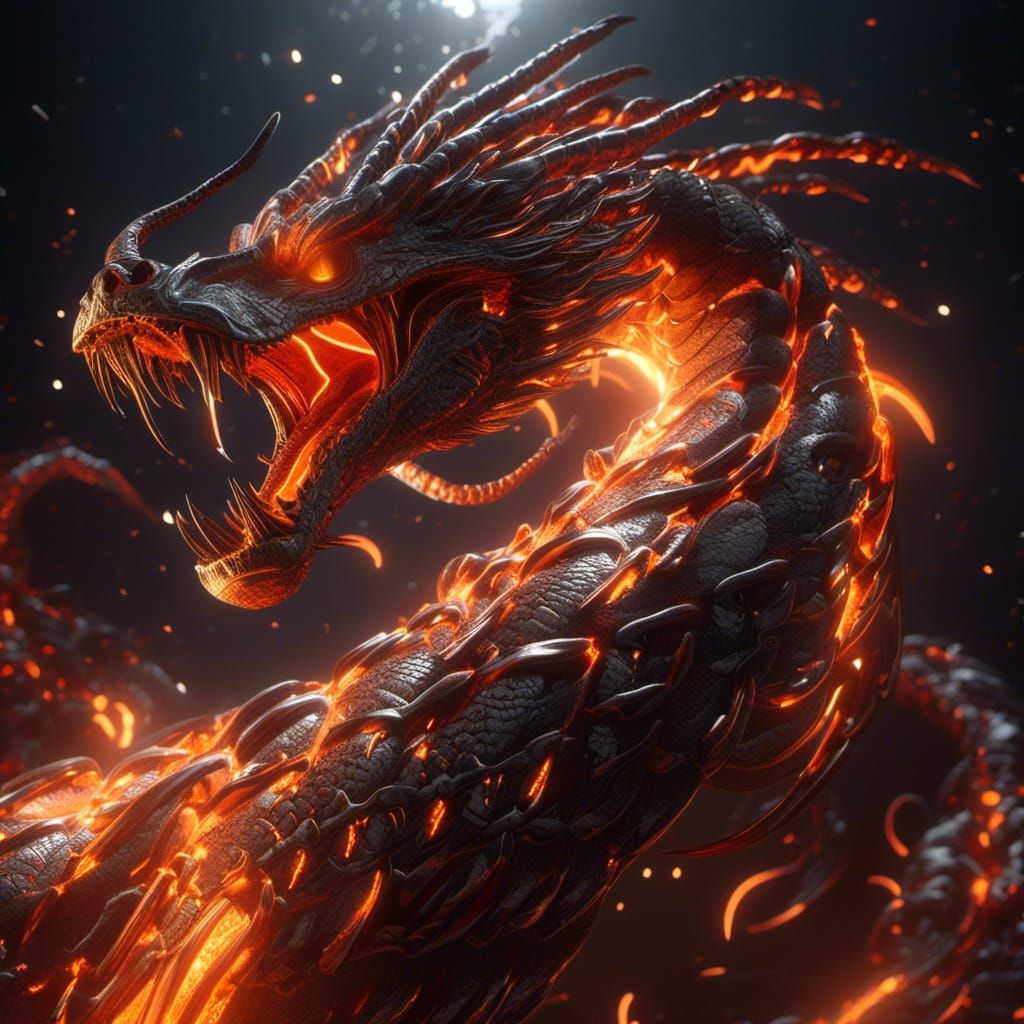 Molten Metal Serpent in Fiery Display