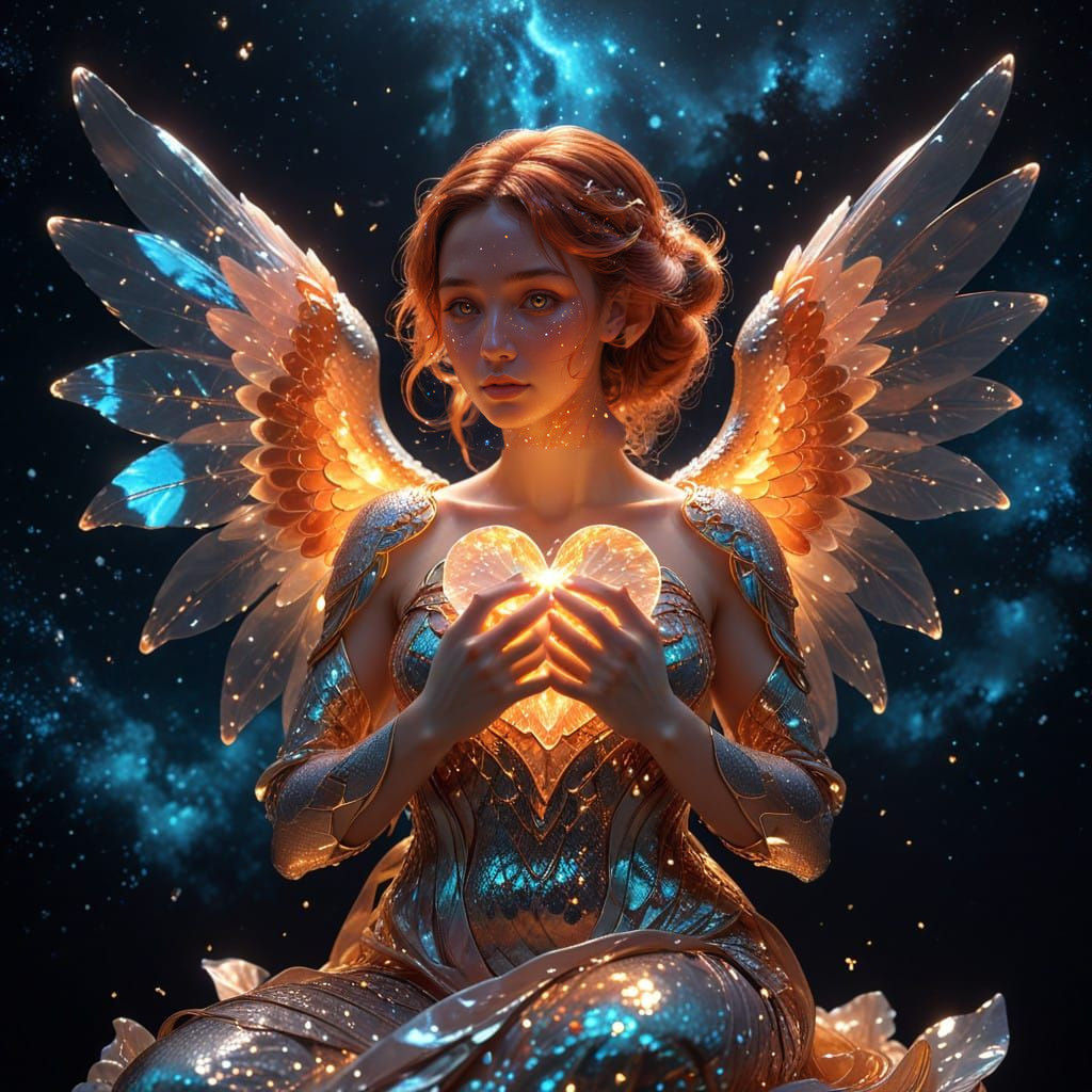 Stunning Angel Woman Radiates Bright Glow with Incredibly De...