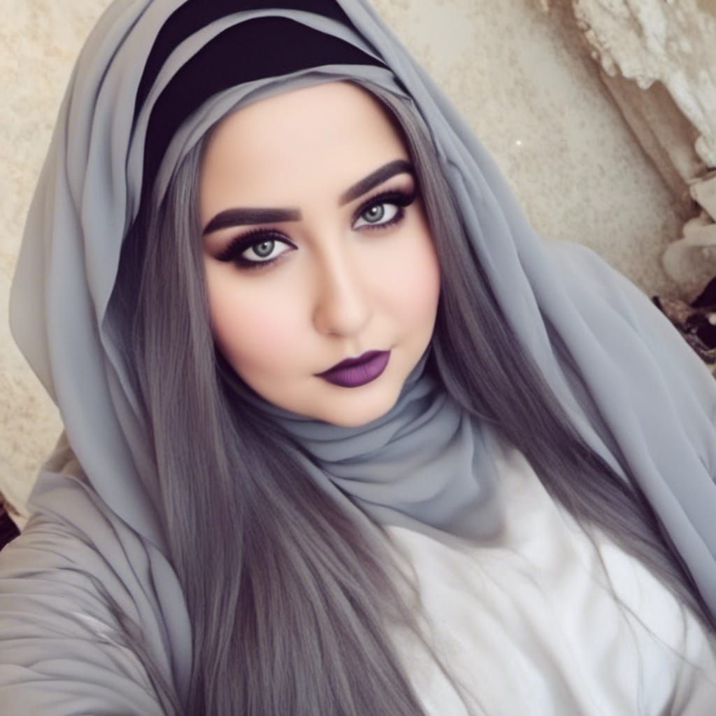 Gothic Portrait of a Beautiful Woman with Grey Hair