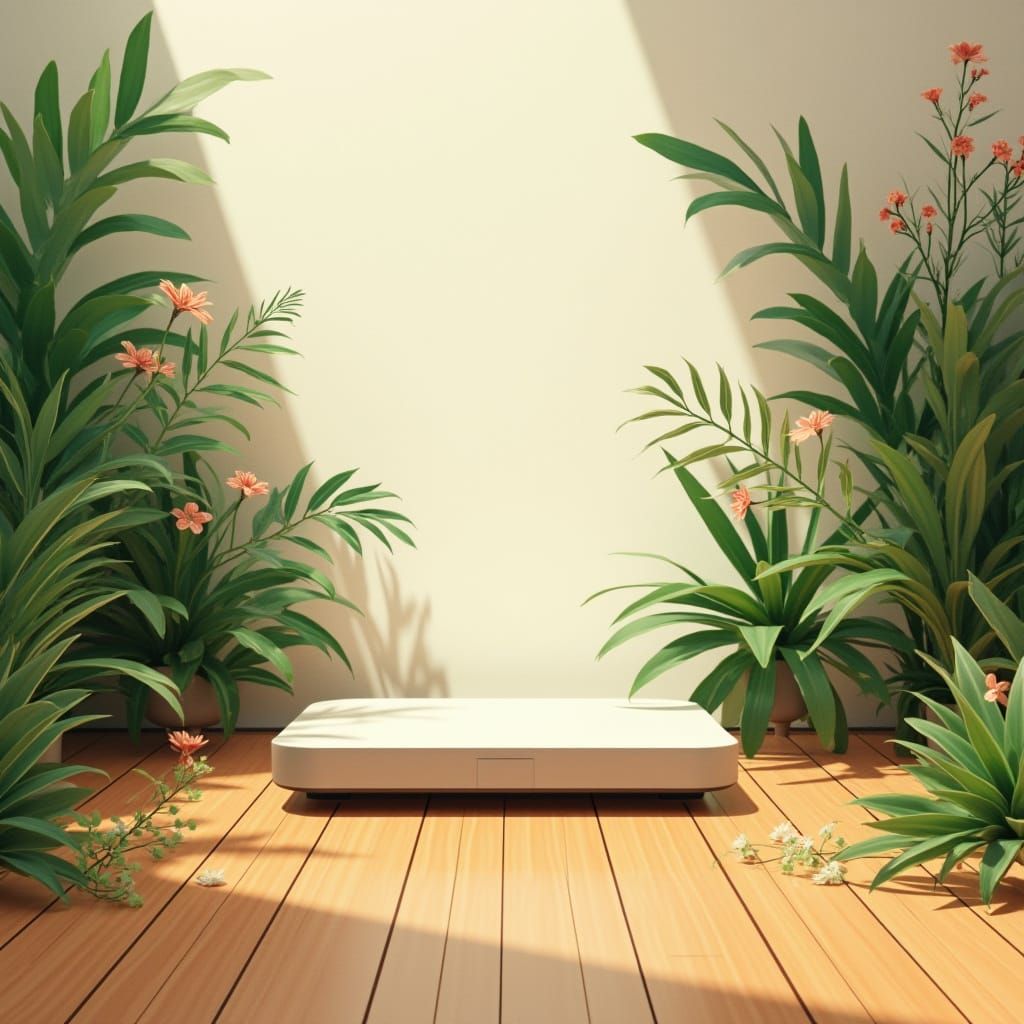 Modern Scale Surrounded by Plants in Minimalist Style