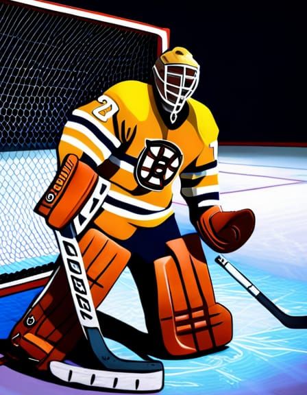 Photorealistic Hockey Goalie Glove Save in Film Quality