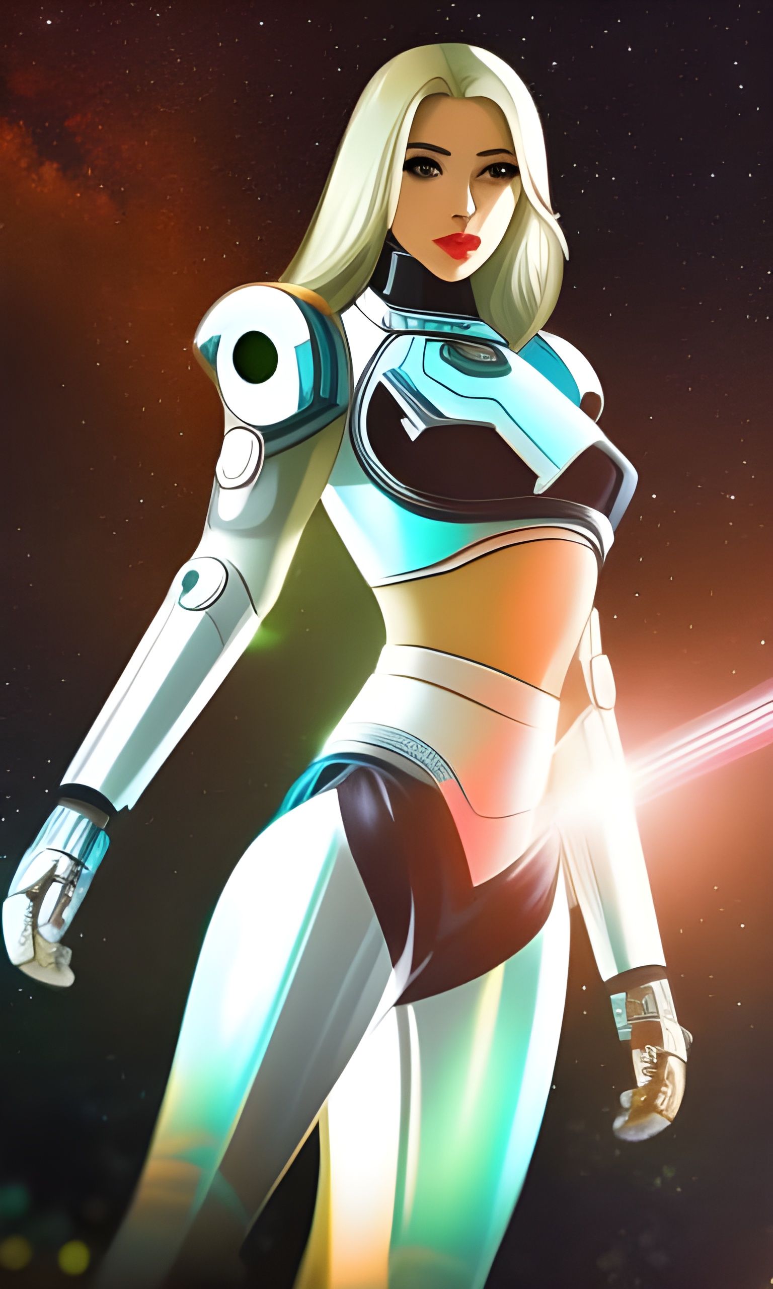 Android Catwalk on Alien Planet in Sci-Fi Style