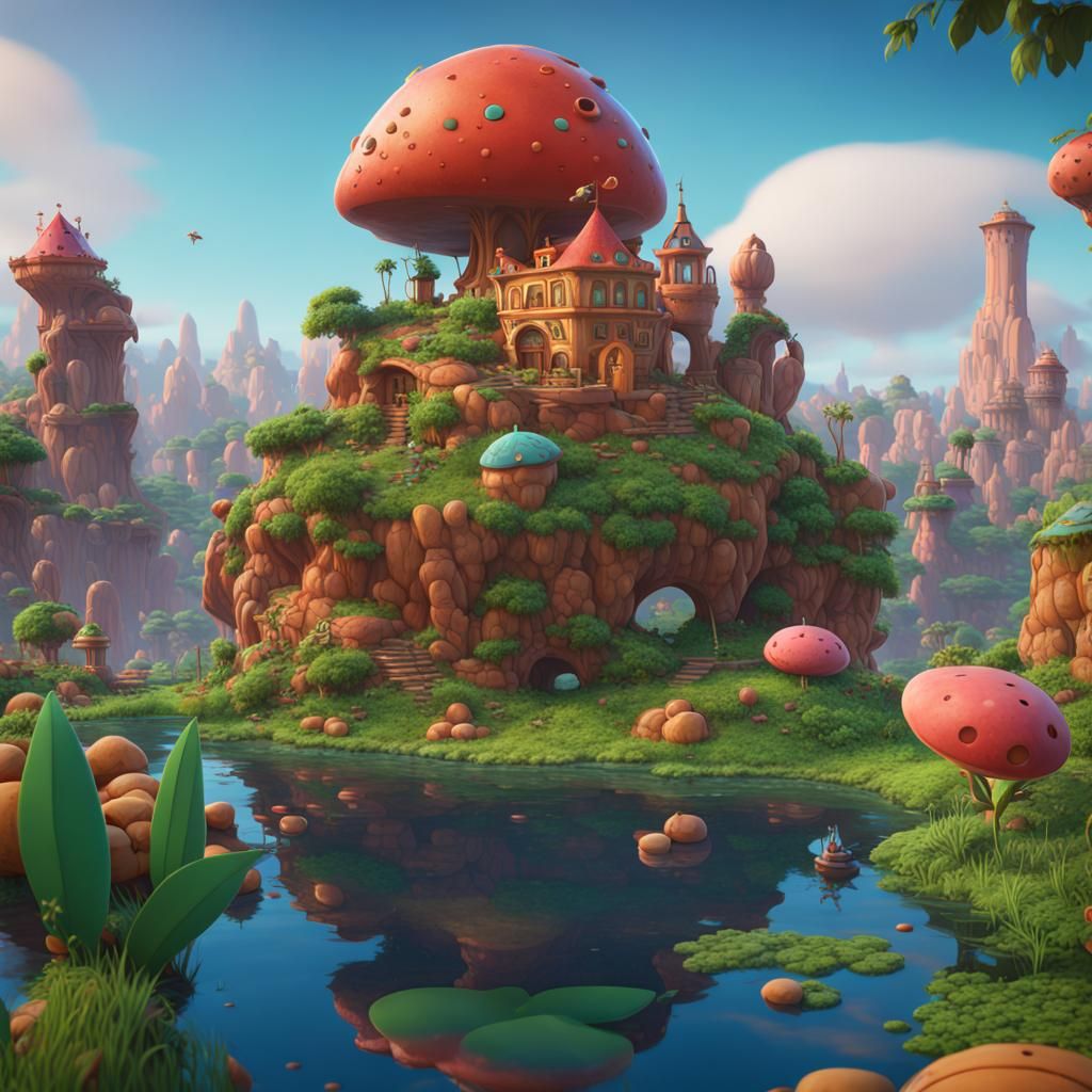 Detailed Fantastical Matte Painting in Deep Color