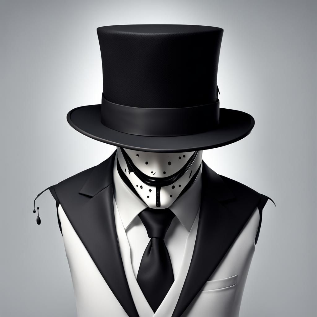 Faceless Character with Black Cross in Hyperrealism