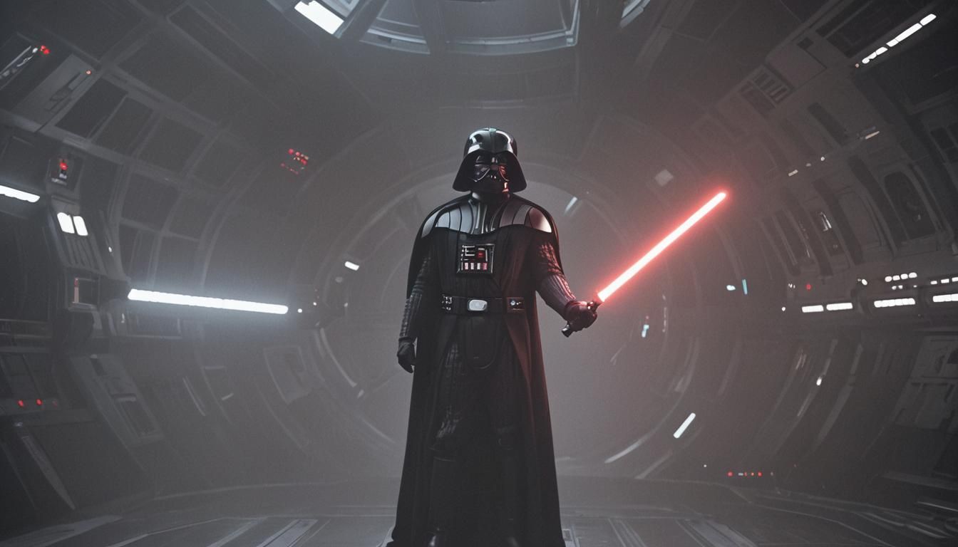 Darth Vader with Lightsaber, Cinematic Sci-Fi Scene