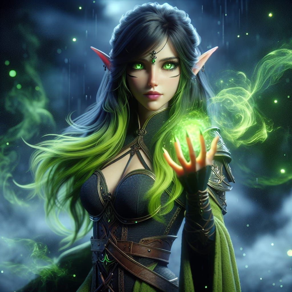 Animated Dark Elf Conjuring Elemental Energy