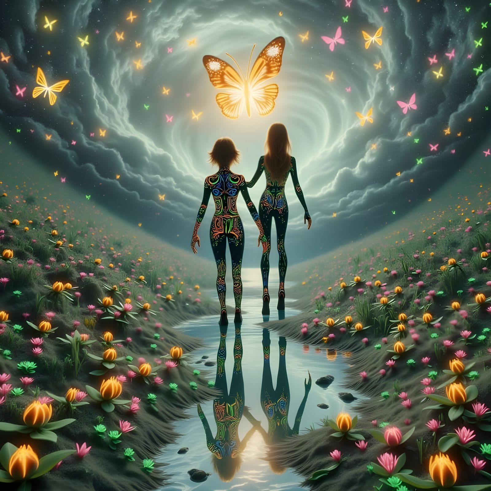 Blacklit Neon Butterfly Eyes in Crazy Style