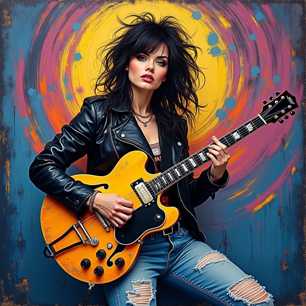 Rebellious Rock Goddess in Vibrant Colors