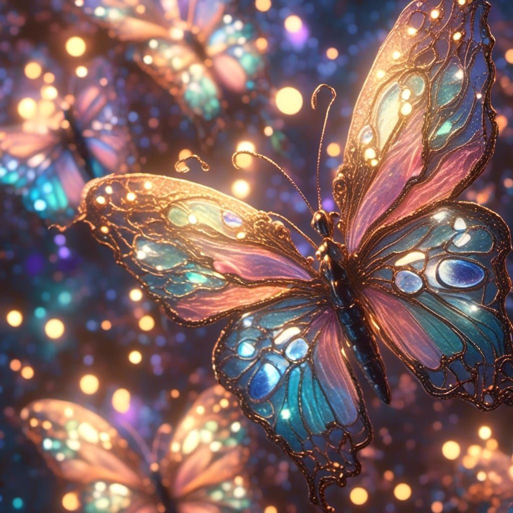 Sparkling Butterflies in Whimsical Fantasy Garden