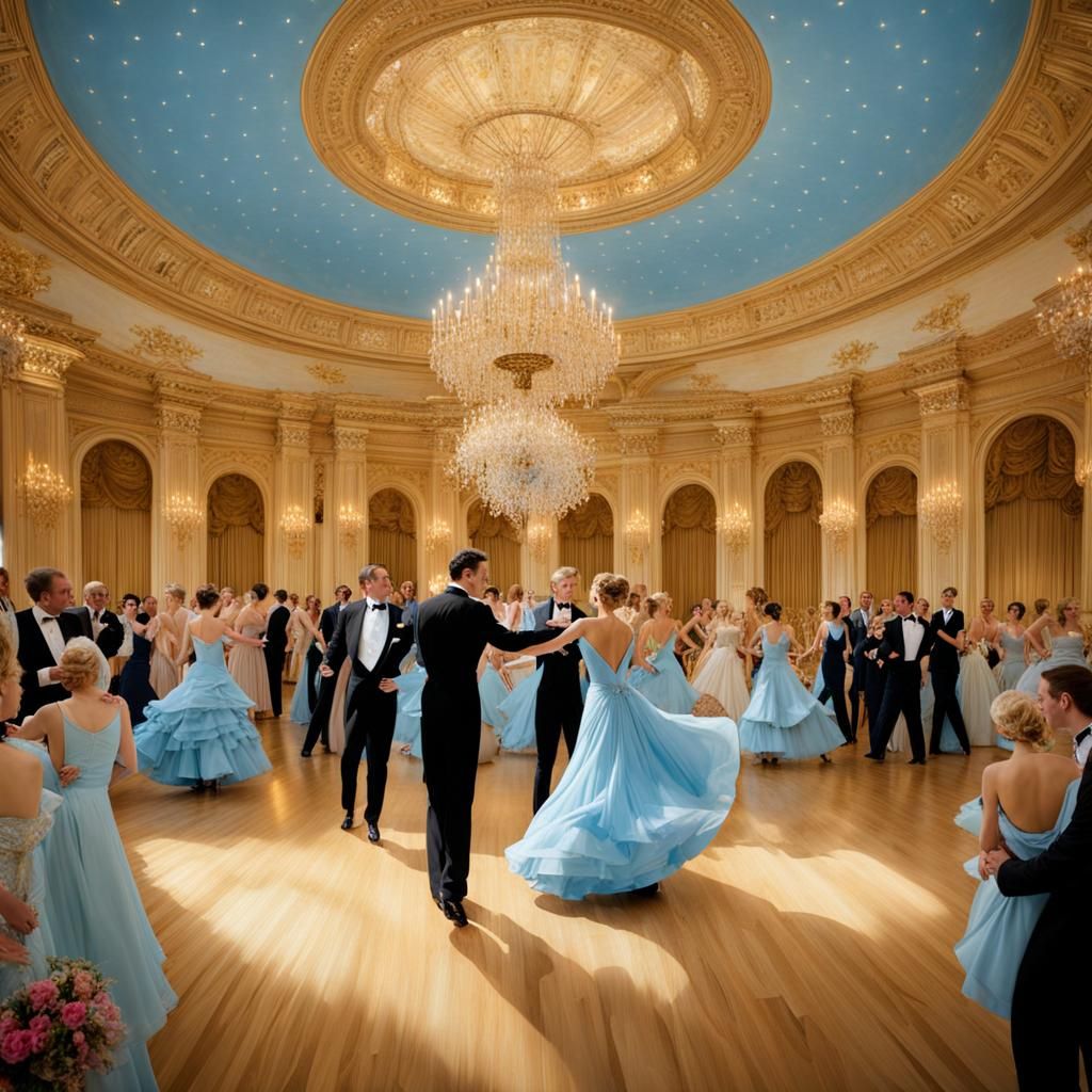 Opulent Ballroom Scene with Dancing Couples