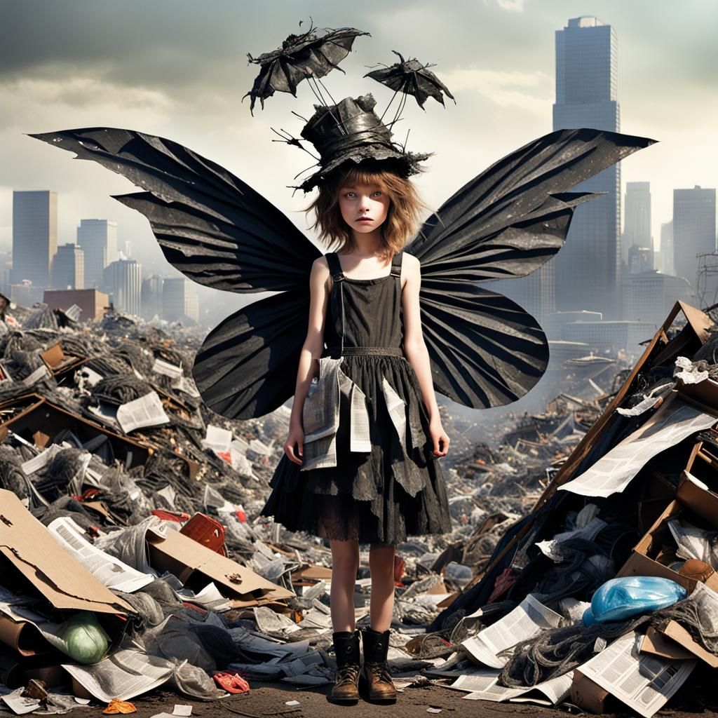 Junkyard Fairy with Trash Wings