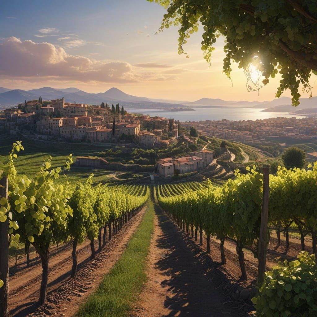 Vineyard Dawn in Napoli's Mediterranean Landscape
