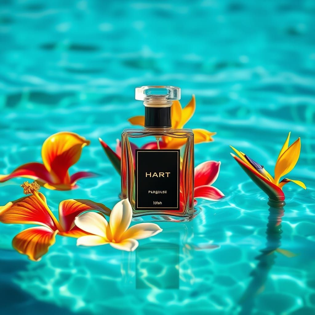 Hart Perfume Bottle on Tropical Flowers