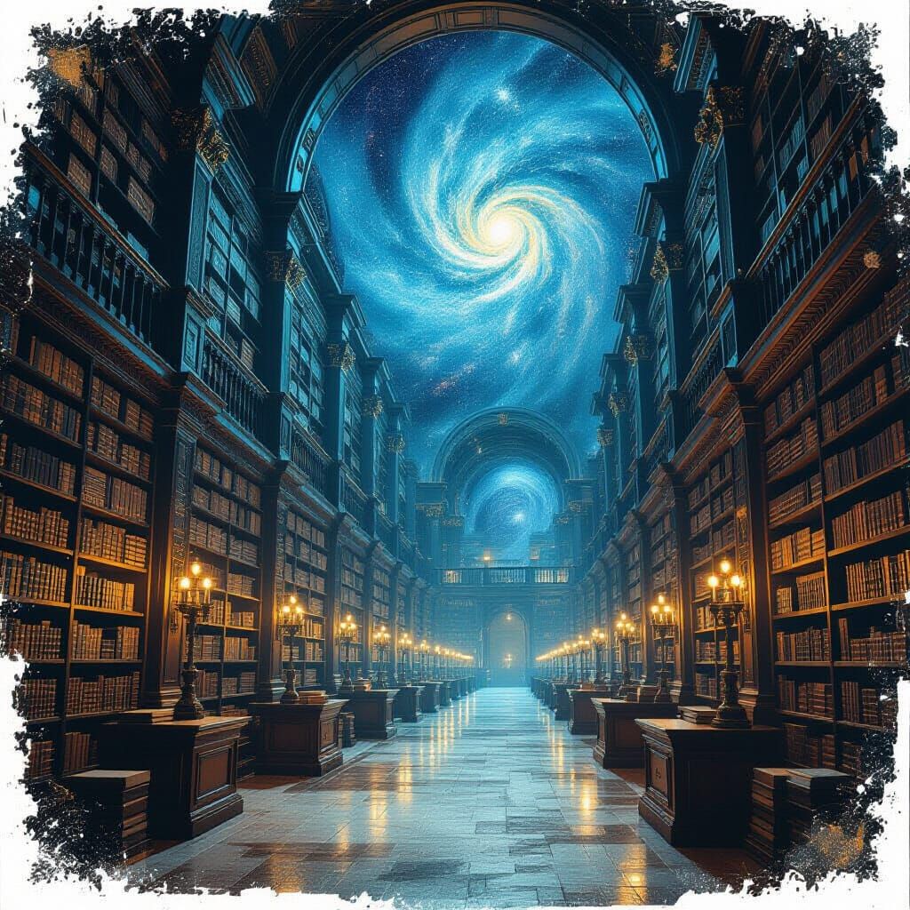 Colossal Ancient Library in Infinite Void